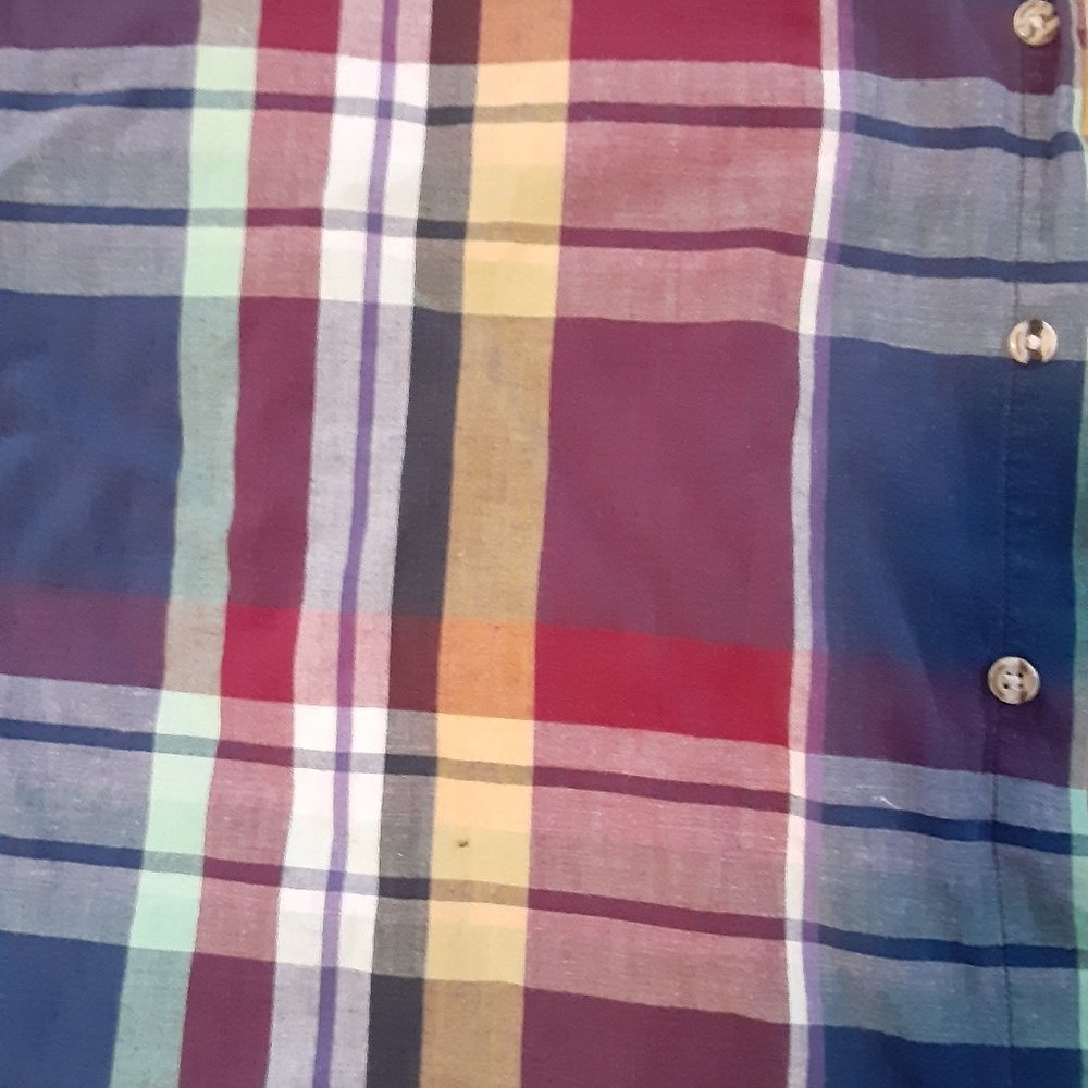 Oakton Limited Red Blue Yellow White Plaid Button Down Shirt size XL - Picture 5 of 10